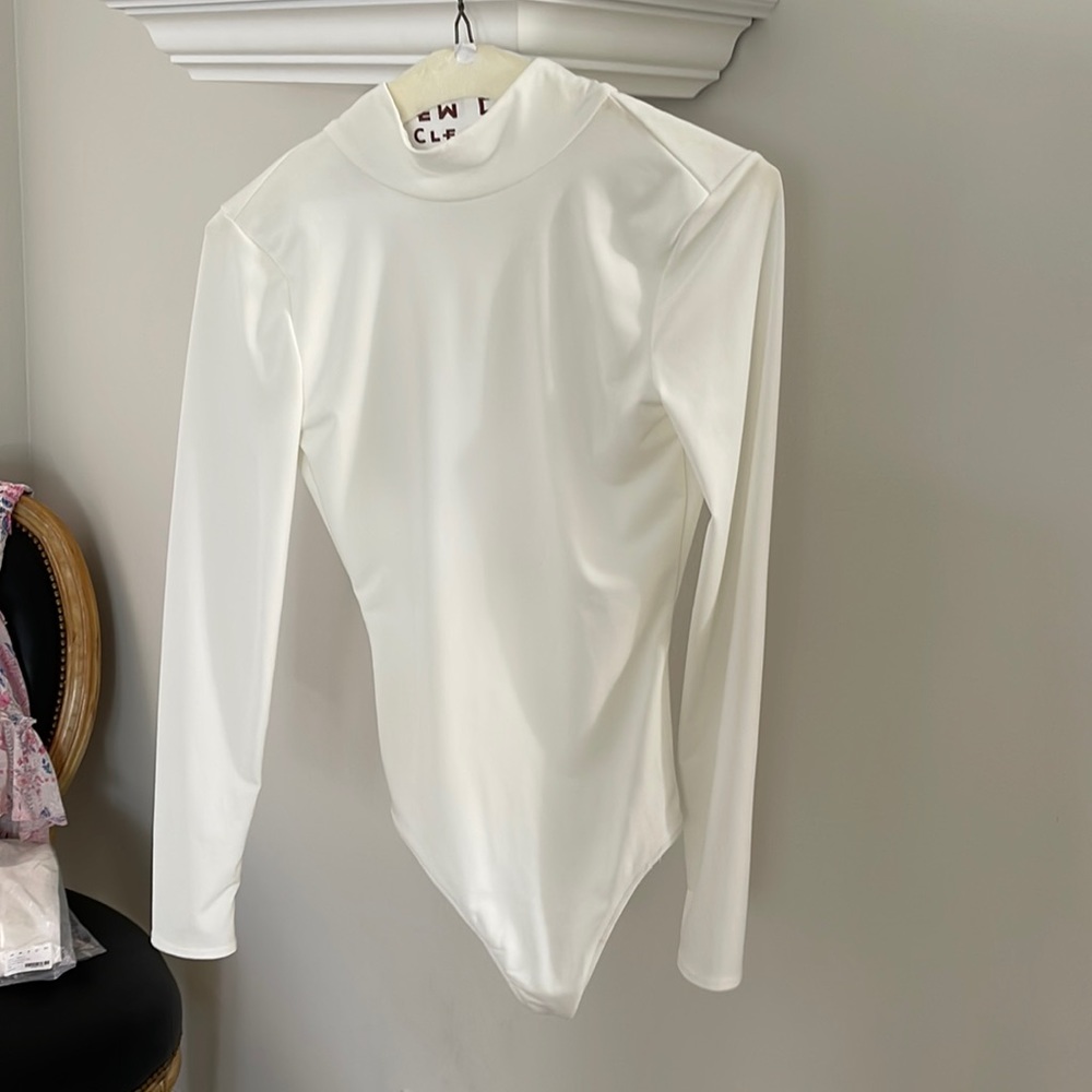 White long sleeve sheer bodysuit